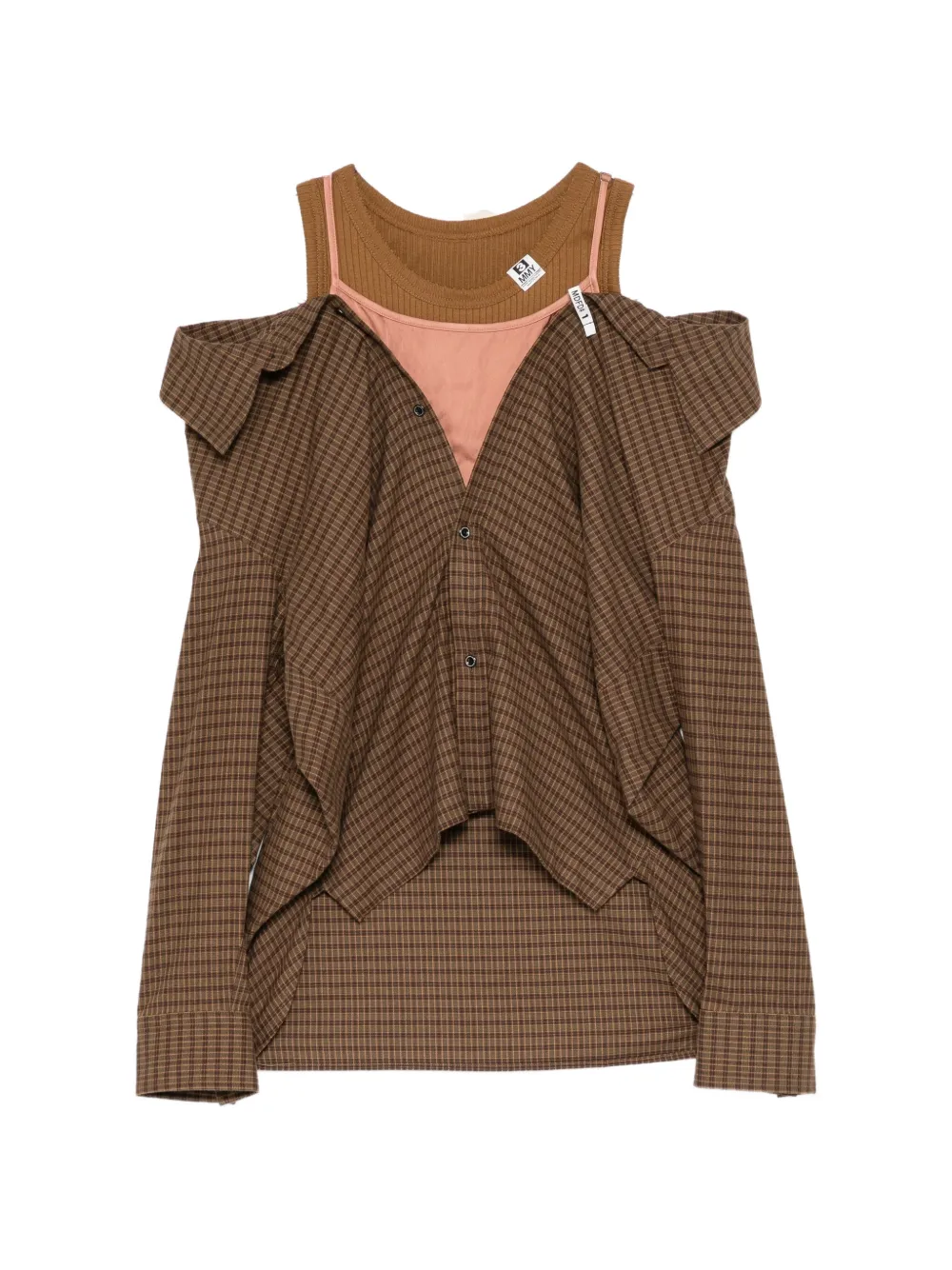 Maison MIHARA YASUHIRO checked cold-shoulder shirt