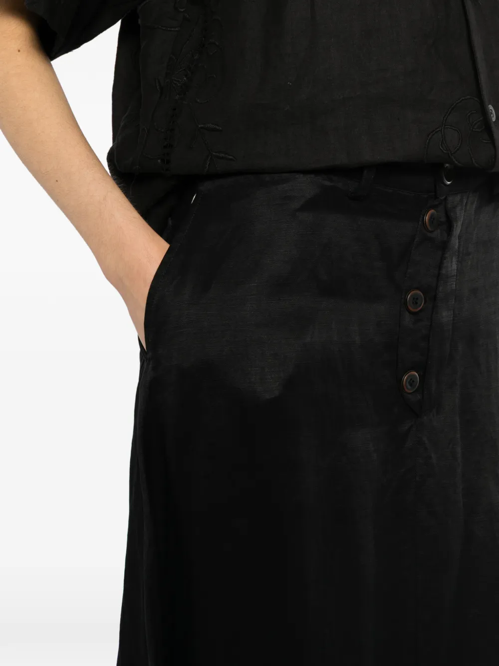 GG IN RED button-fastening frayed skirt Zwart