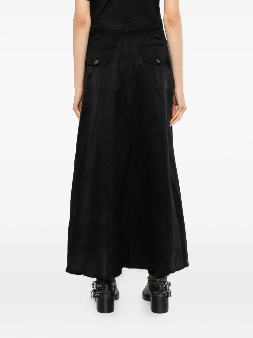 GG IN RED button-fastening frayed skirt Zwart