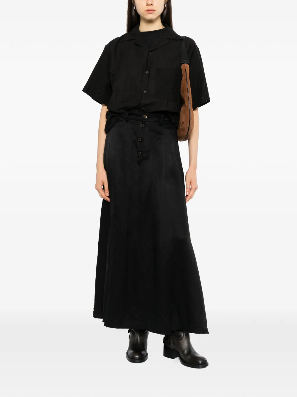 GG IN RED button-fastening frayed skirt Zwart