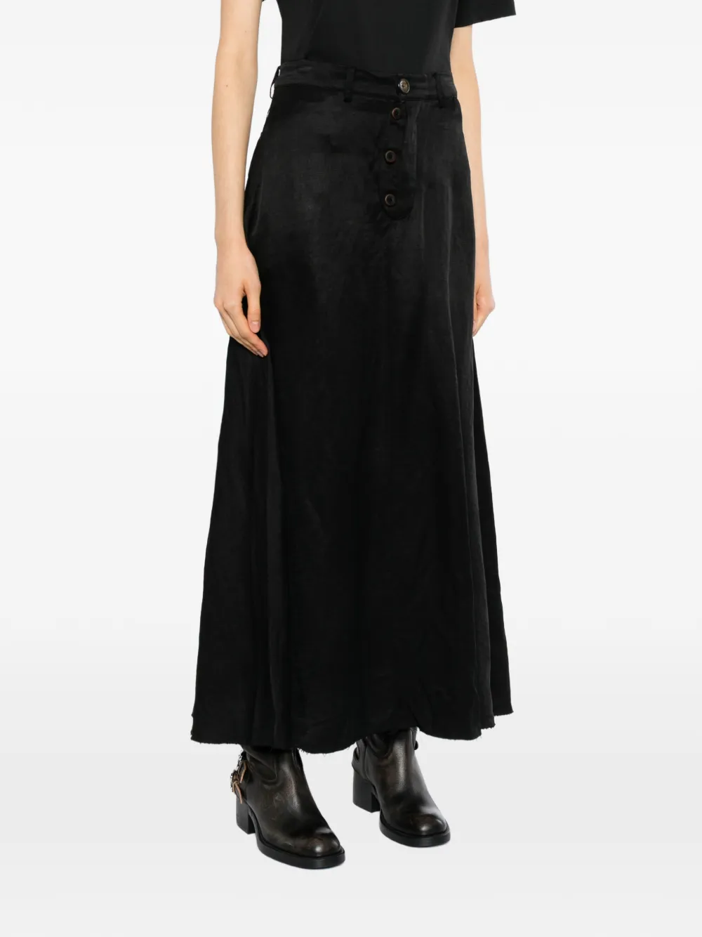 GG IN RED button-fastening frayed skirt Zwart