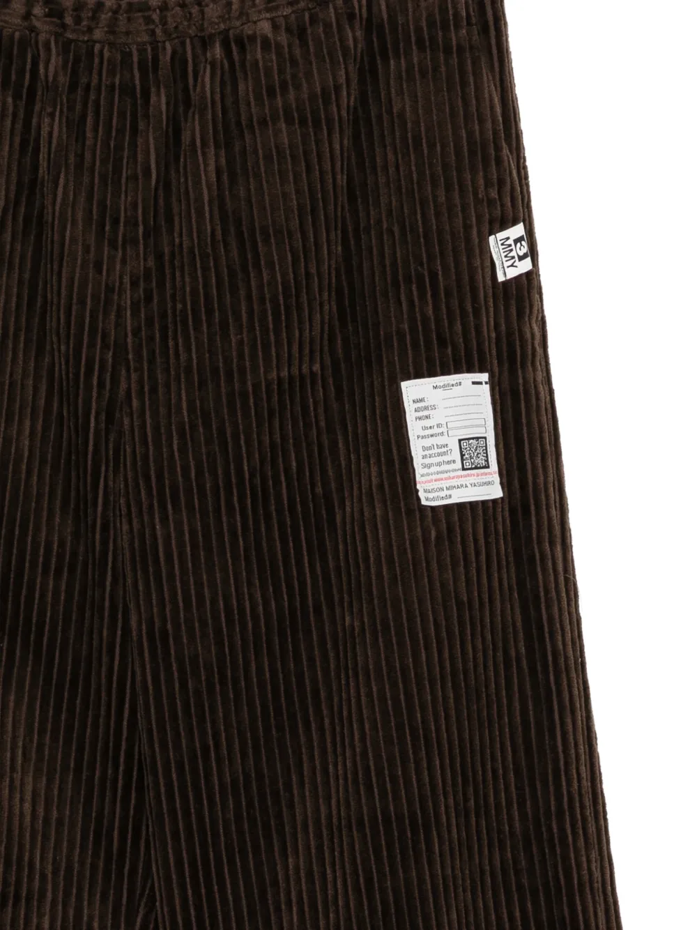 Maison MIHARA YASUHIRO corduroy easy pants Bruin