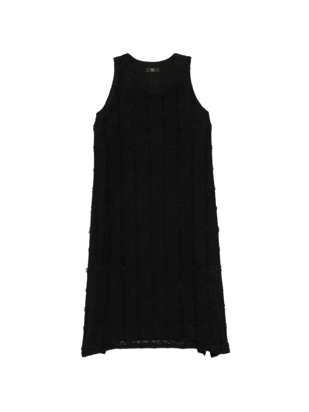 Y's bouclé-knit frayed tweed dress Zwart