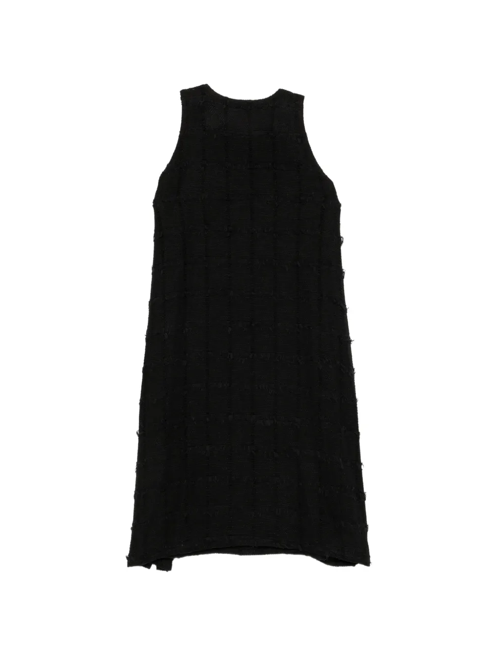 Y's bouclé-knit frayed tweed dress Zwart