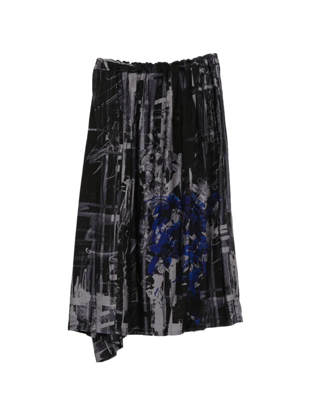 Y's floral-print asymmetric skirt Zwart