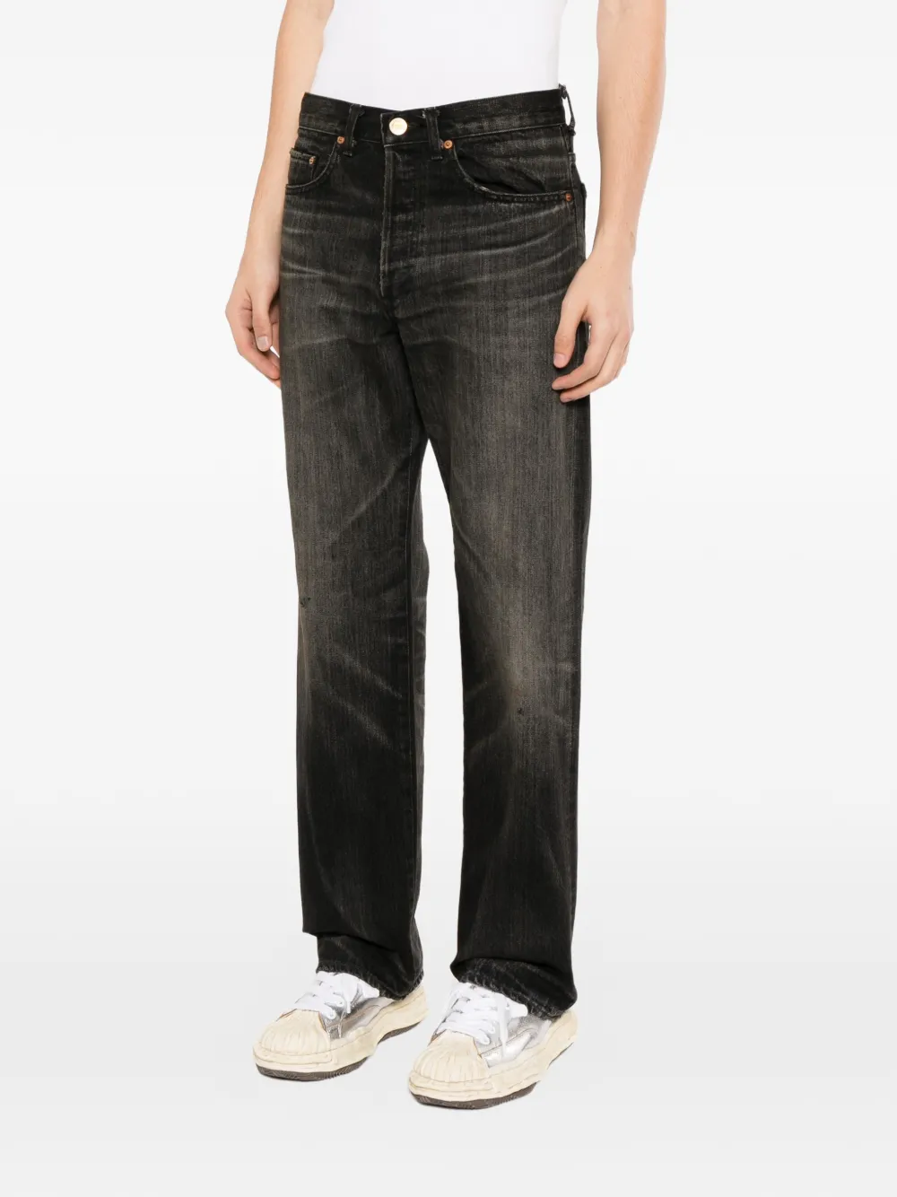 KAMIYA Straight jeans met vervaagd effect Zwart