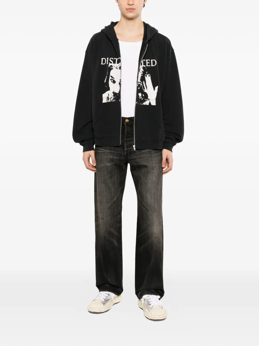 KAMIYA Straight jeans met vervaagd effect Zwart