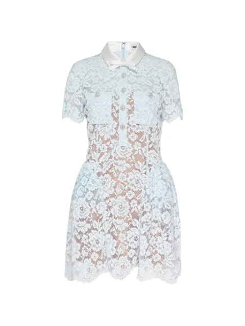 Self-Portrait lace-panelled bow-detail mini dress