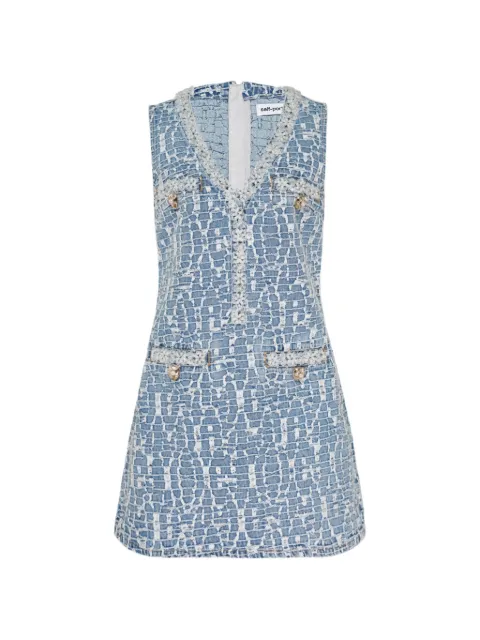 Self-Portrait embellished denim mini dress