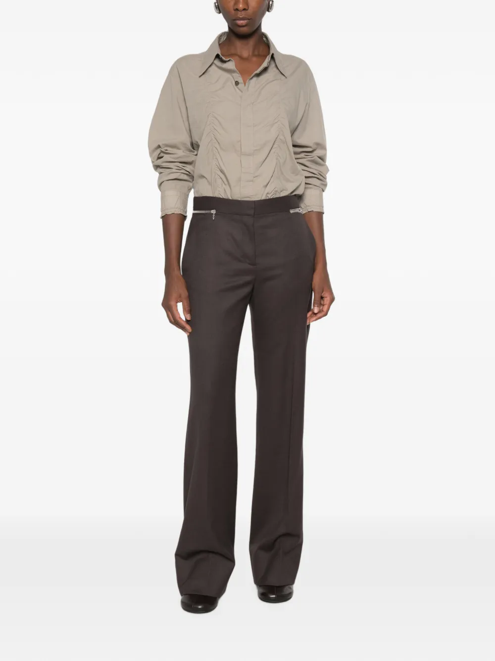 Stella McCartney Pantalon met ritsdetail Bruin