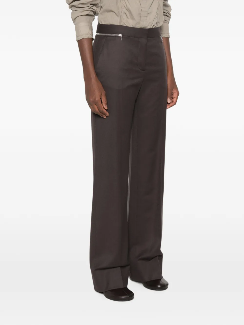 Stella McCartney Pantalon met ritsdetail Bruin