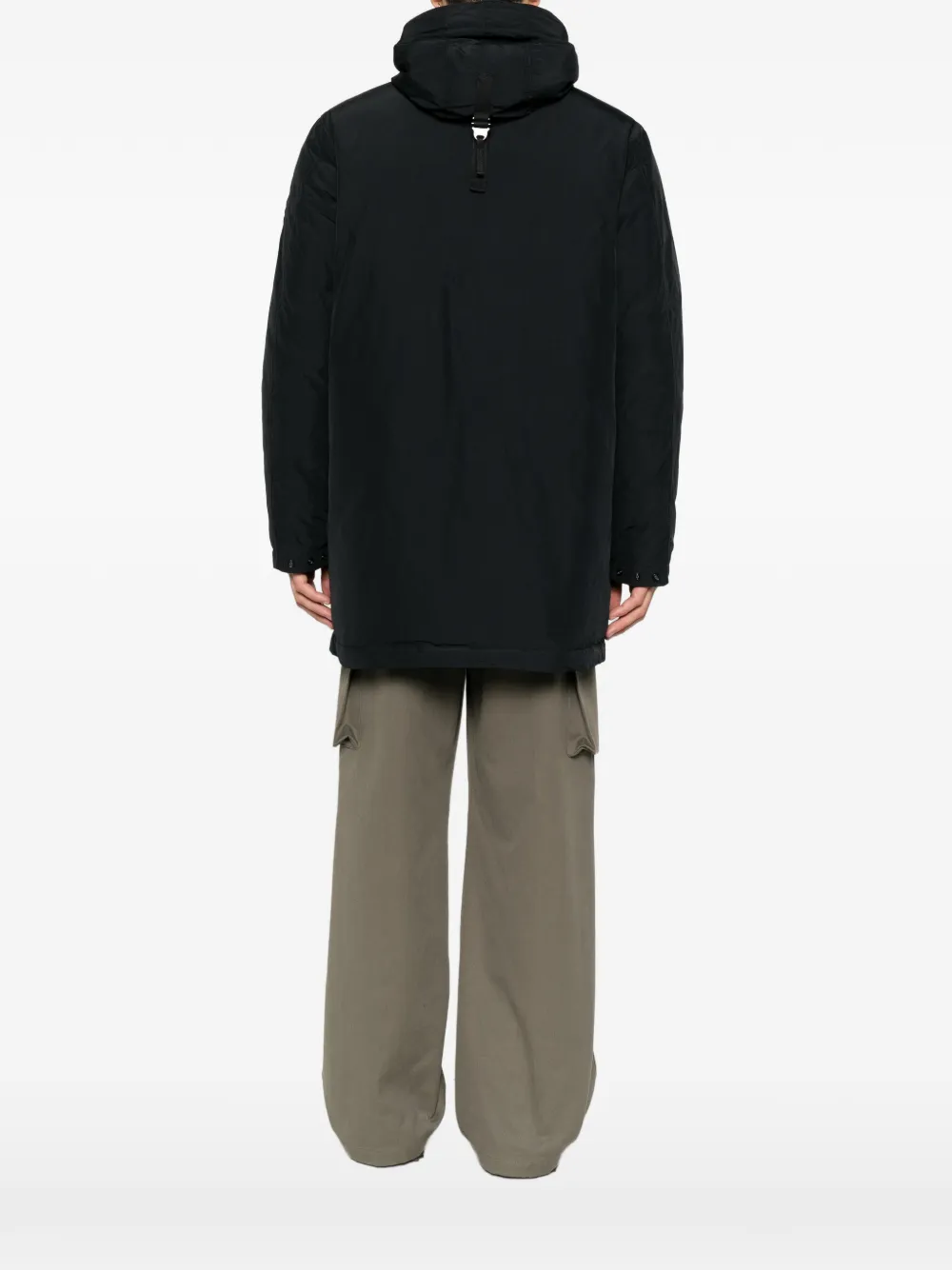Stone Island logo-patch hooded parka Zwart