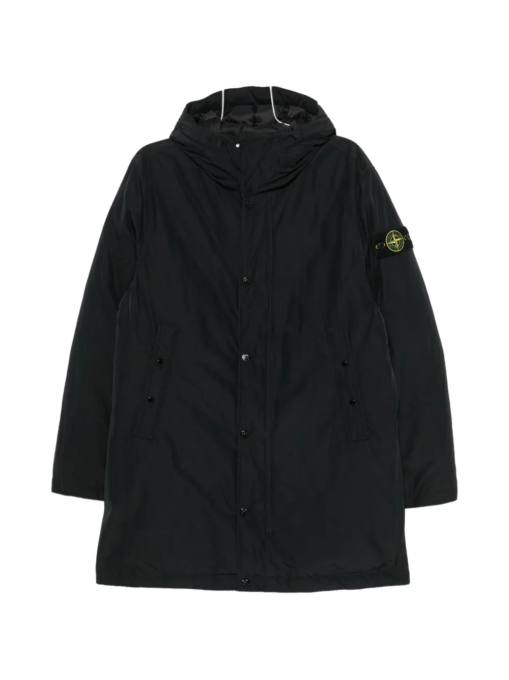 Stone Island logo-patch hooded parka - Schwarz