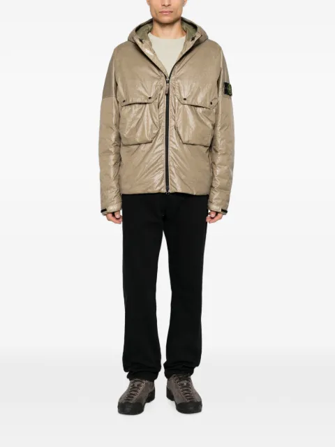 Stone Island logo-patch hooded padded jacket