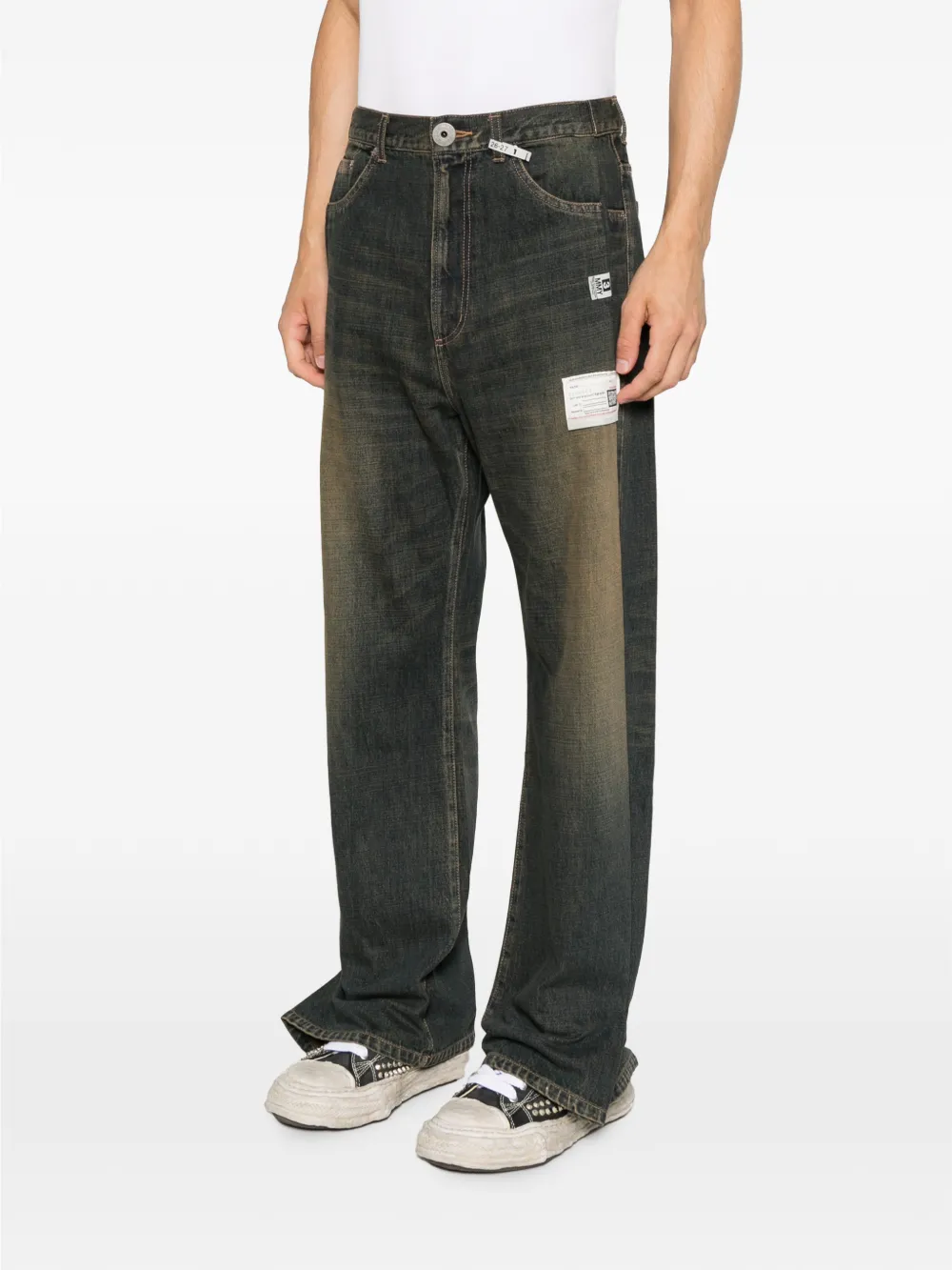 Maison MIHARA YASUHIRO Jeans met knopen en logo-patch Blauw