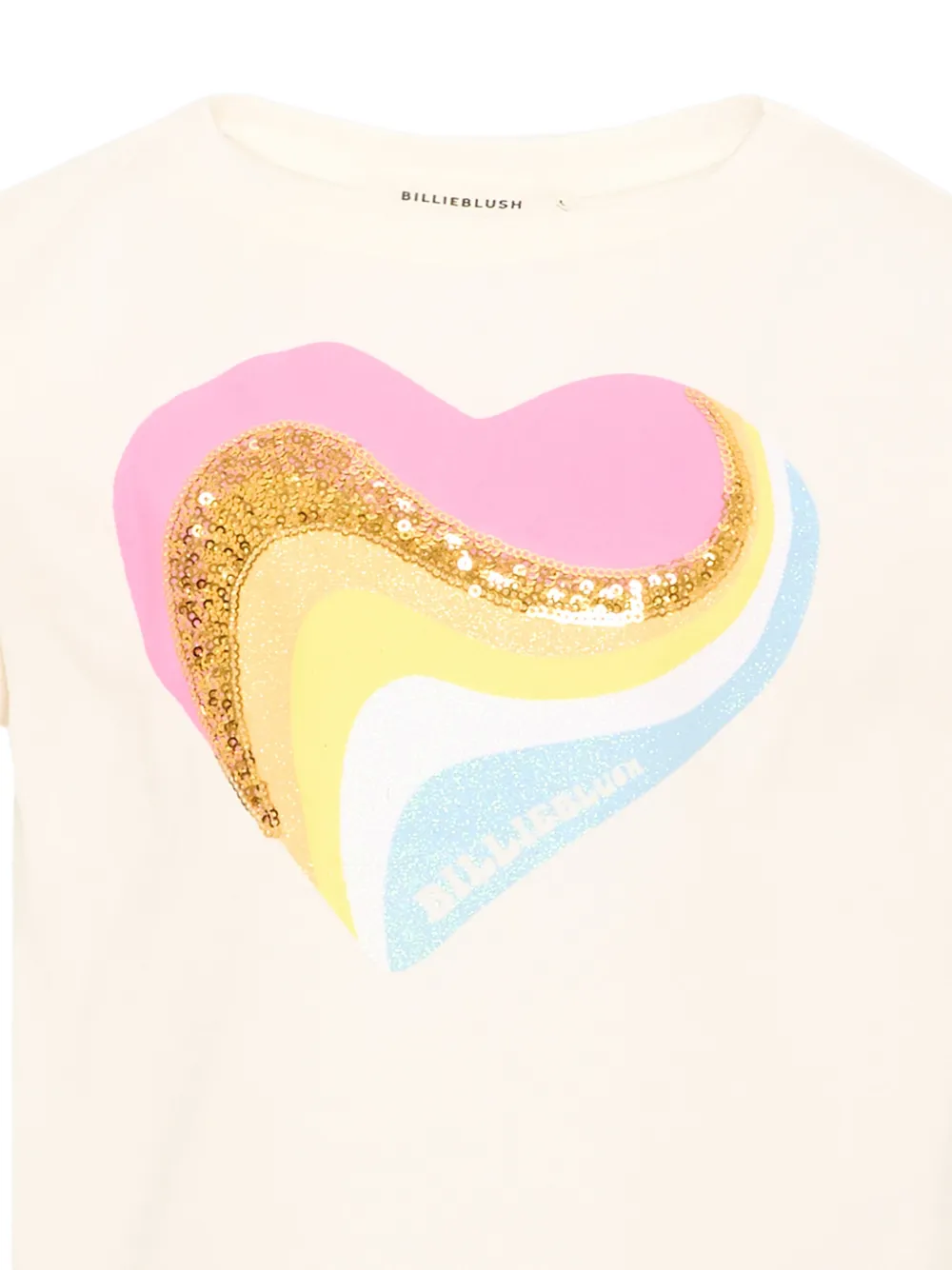 Billieblush T-shirt verfraaid met pailletten en hartpatroon Beige