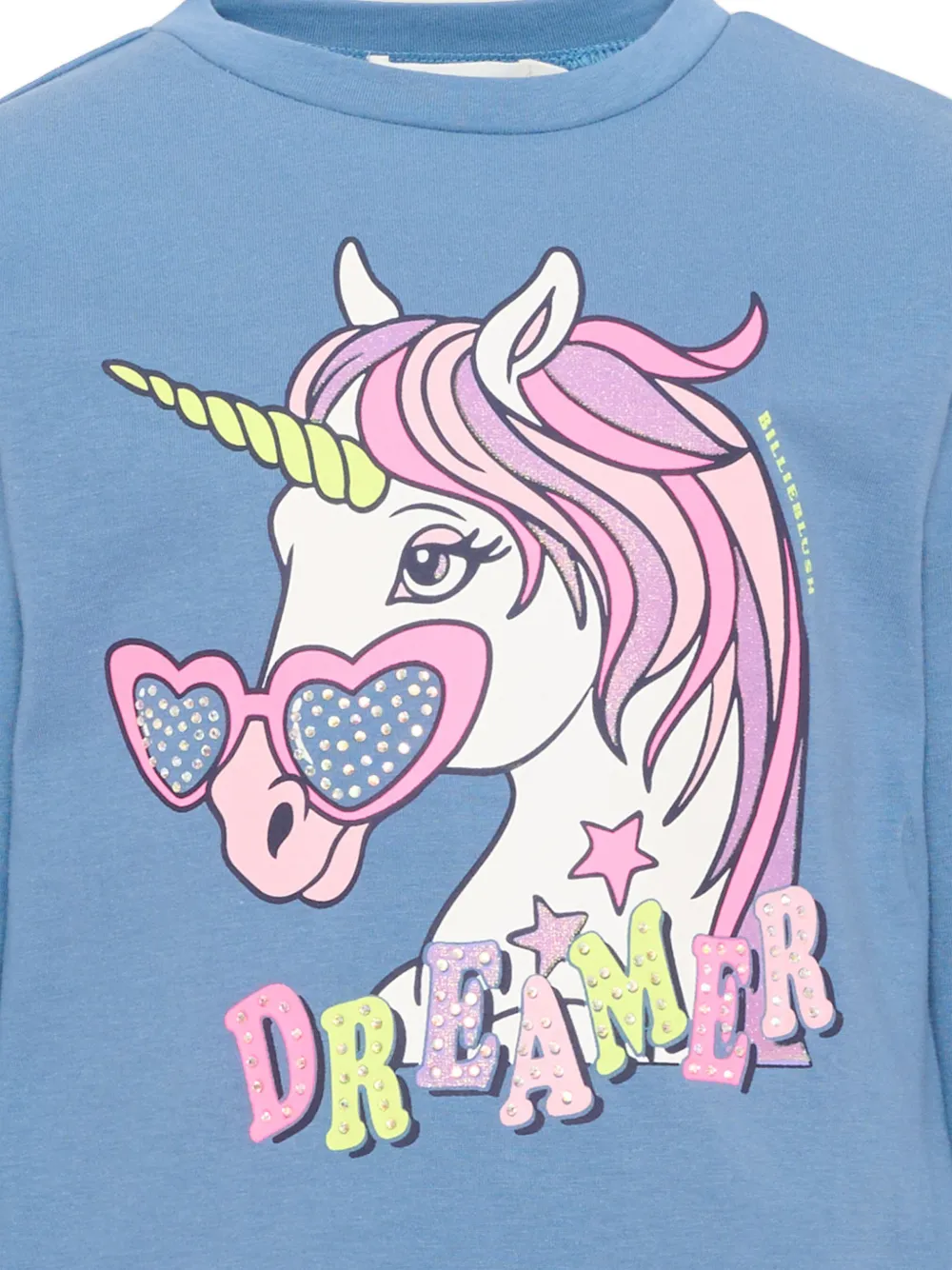 Billieblush unicorn-print long-sleeve T-shirt Blauw