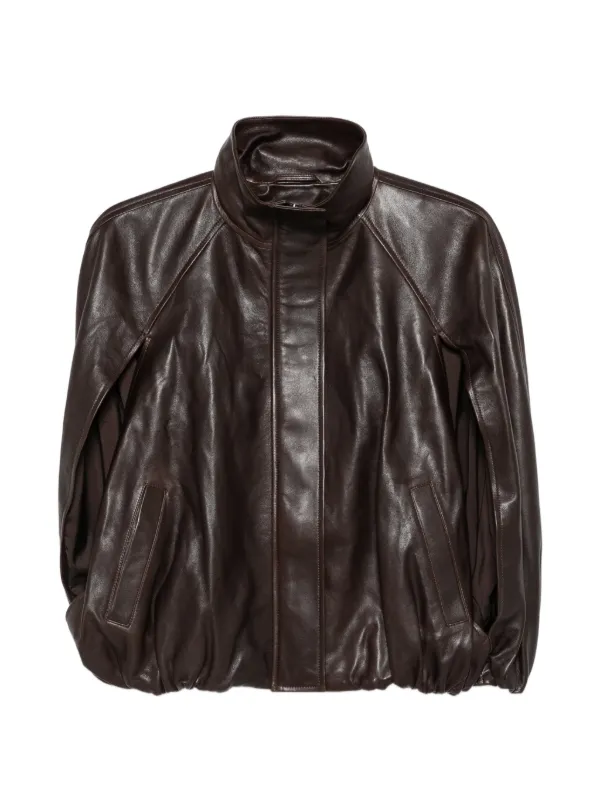 Simkhai Leather Cape Jacket in Brown
