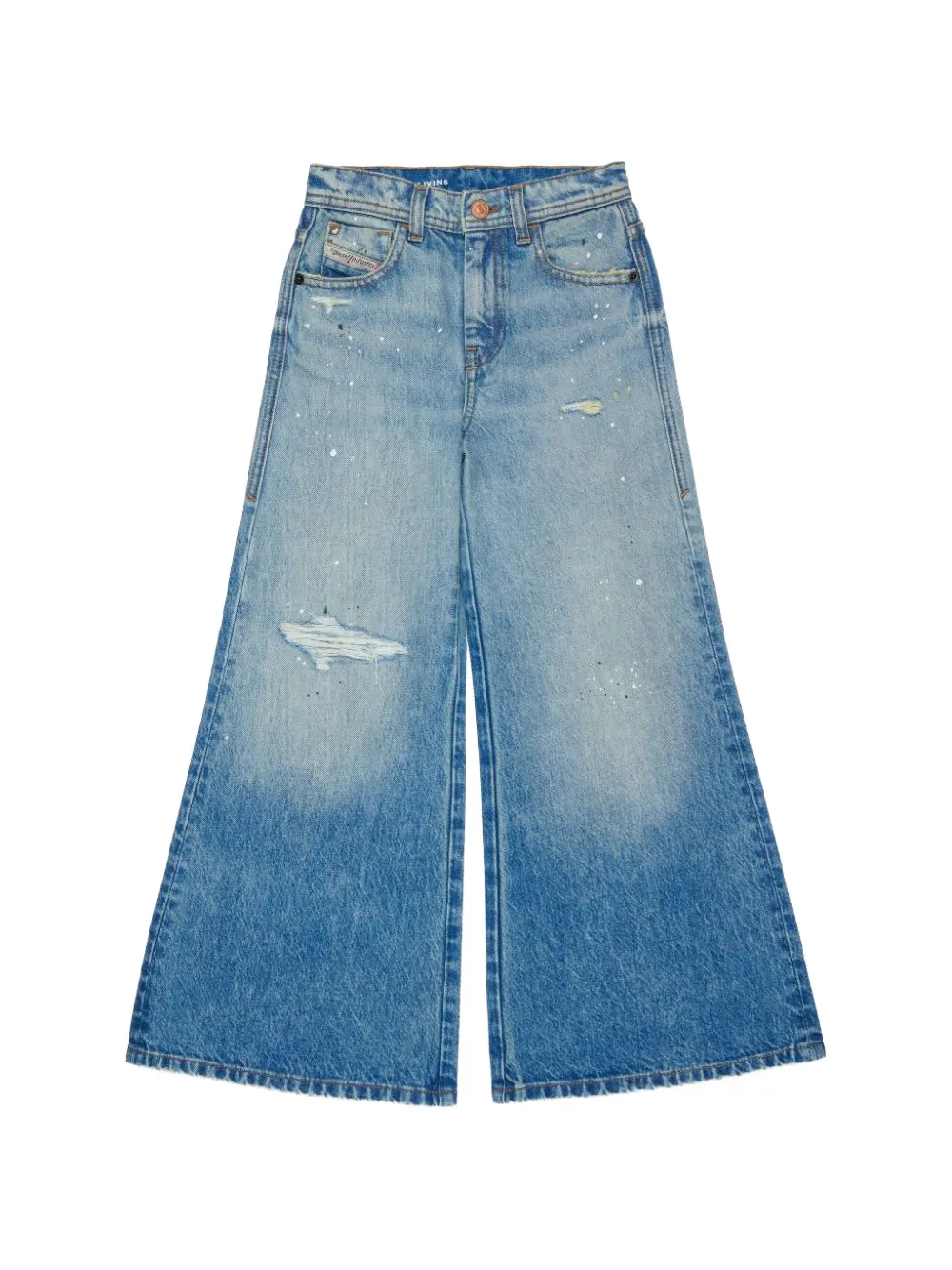 Diesel Kids D-Aromy paint-splatter distressed jeans - Blu