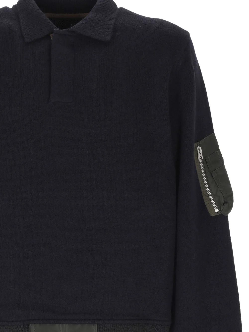 sacai Wollen trui met ritszak Blauw