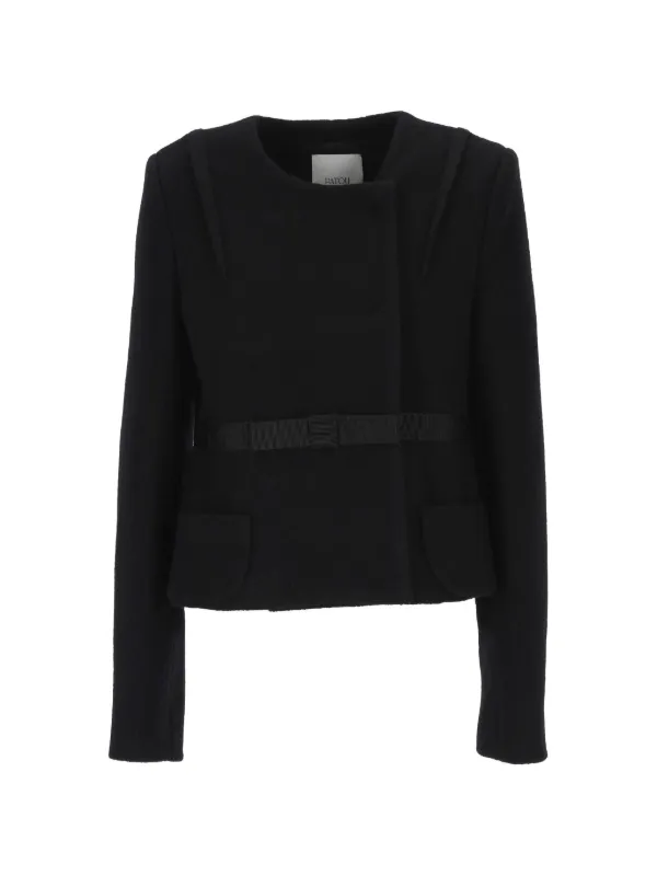 Patou Bow-detail Virgin Wool Jacket in Black