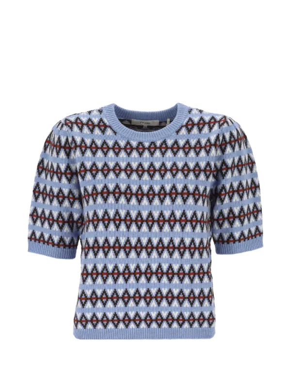 Frame Fair Isle Puff-sleeve Knitwear in Blue