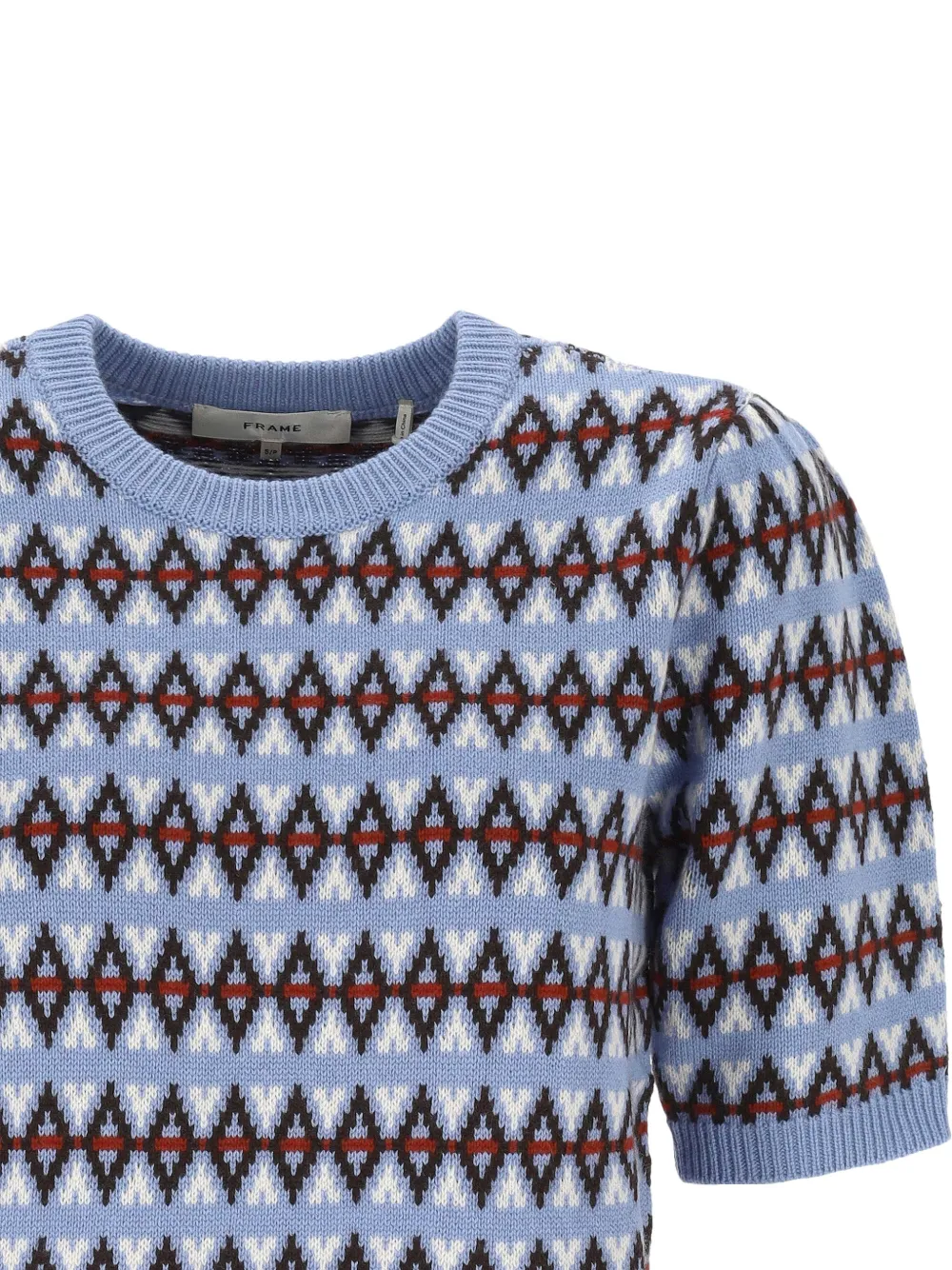 FRAME Fair Isle gebreide trui met pofmouwen Blauw