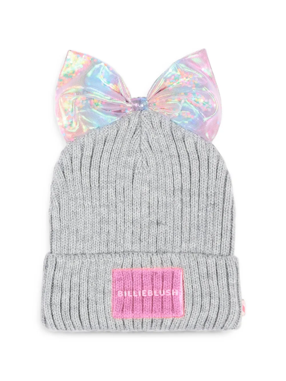 Billieblush sequin-embellished bow beanie hat - Grigio