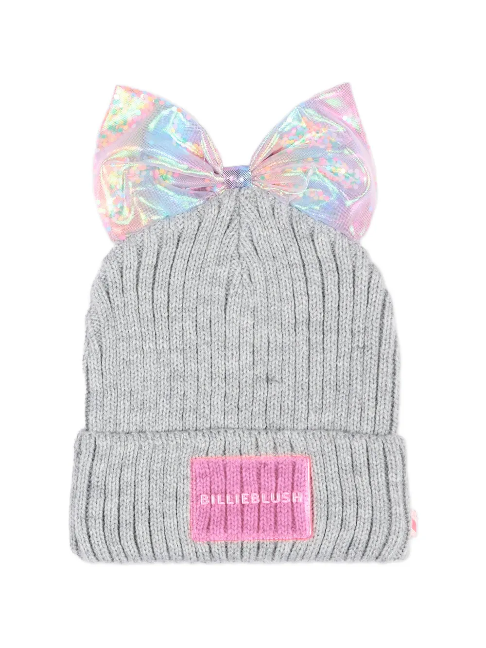 Billieblush sequin-embellished bow beanie hat - Grigio