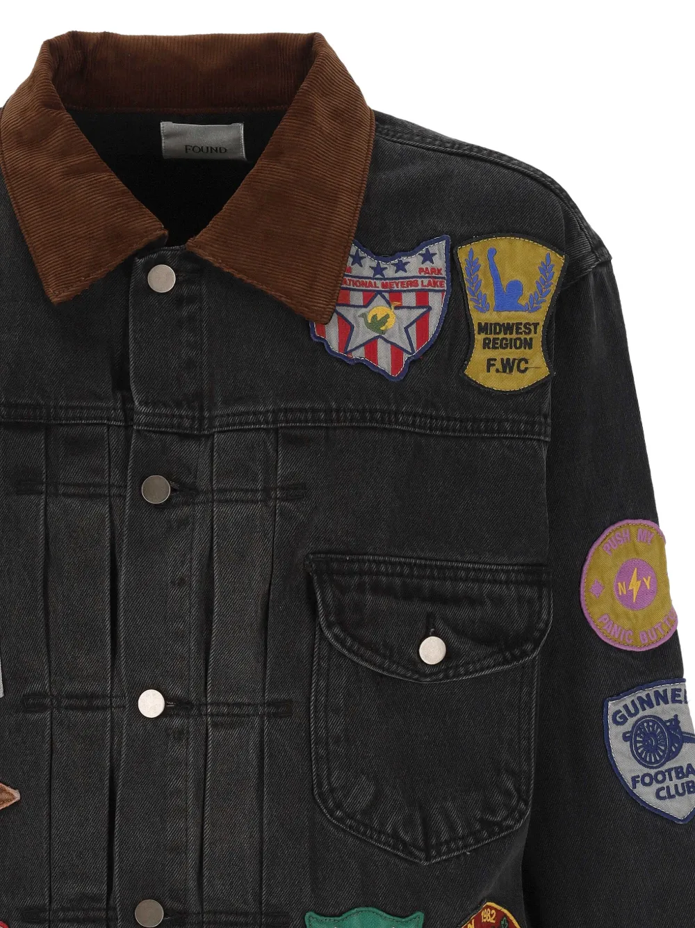 FOUND Jack met ribfluwelen kraag en opgestikt detail Zwart