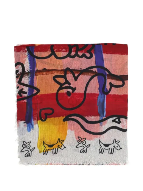 Destin graphic-print frayed scarf