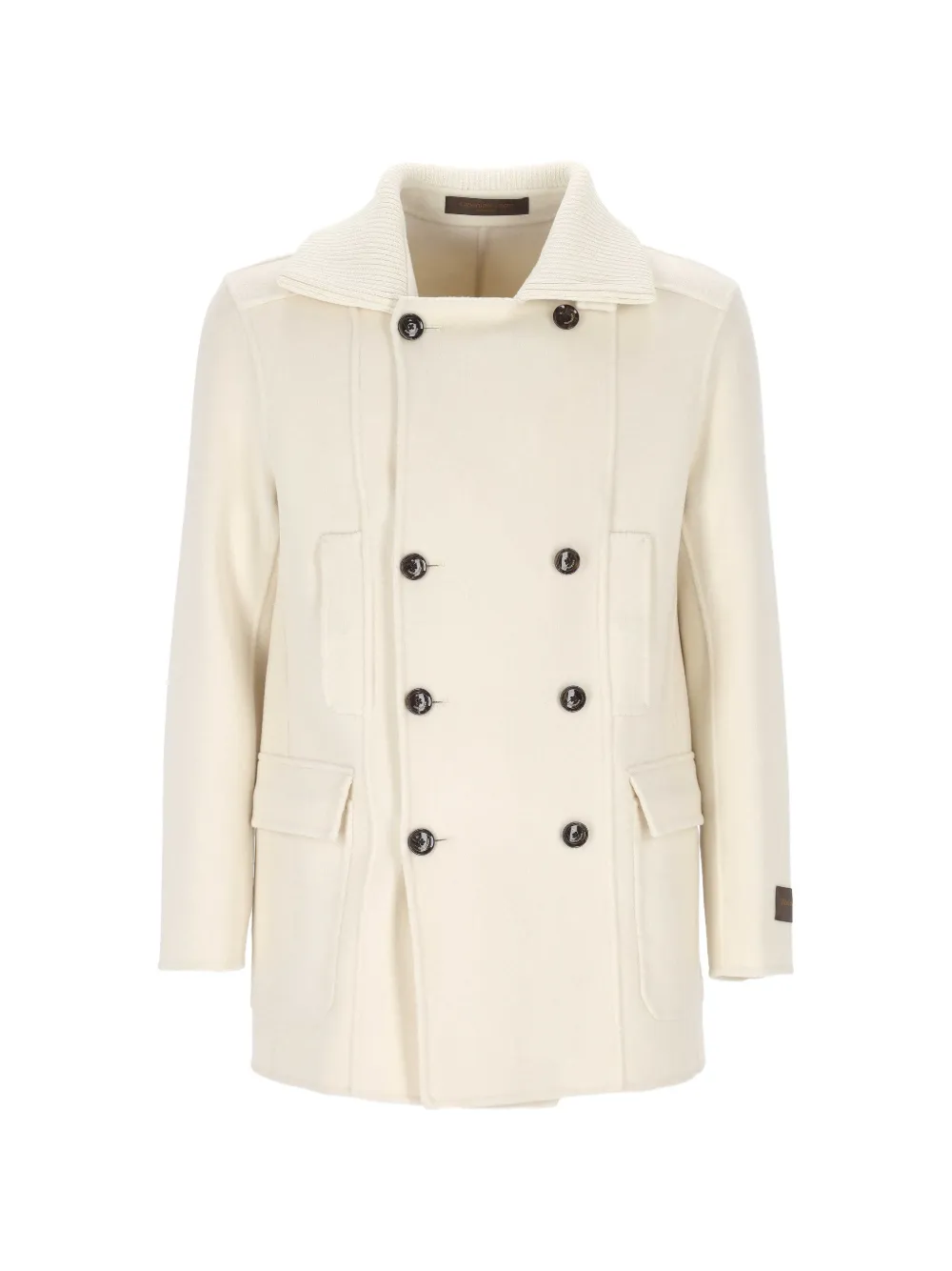 ON THE BUND double-breasted ribbed-collar coat - Nude