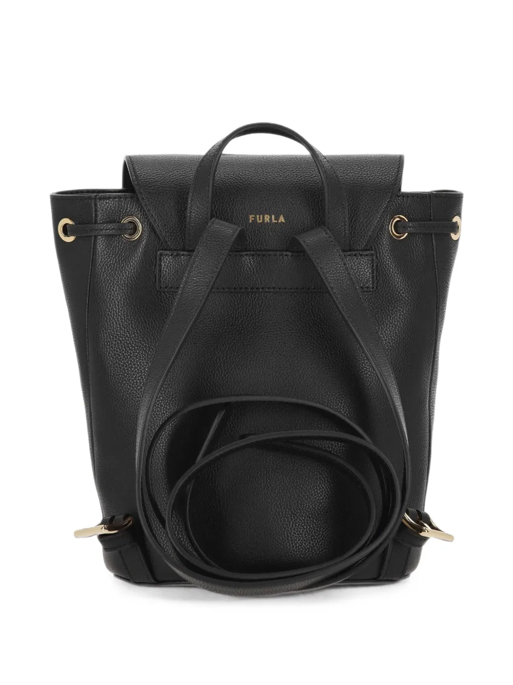 Furla Leren rugzak met logoplakkaat Zwart