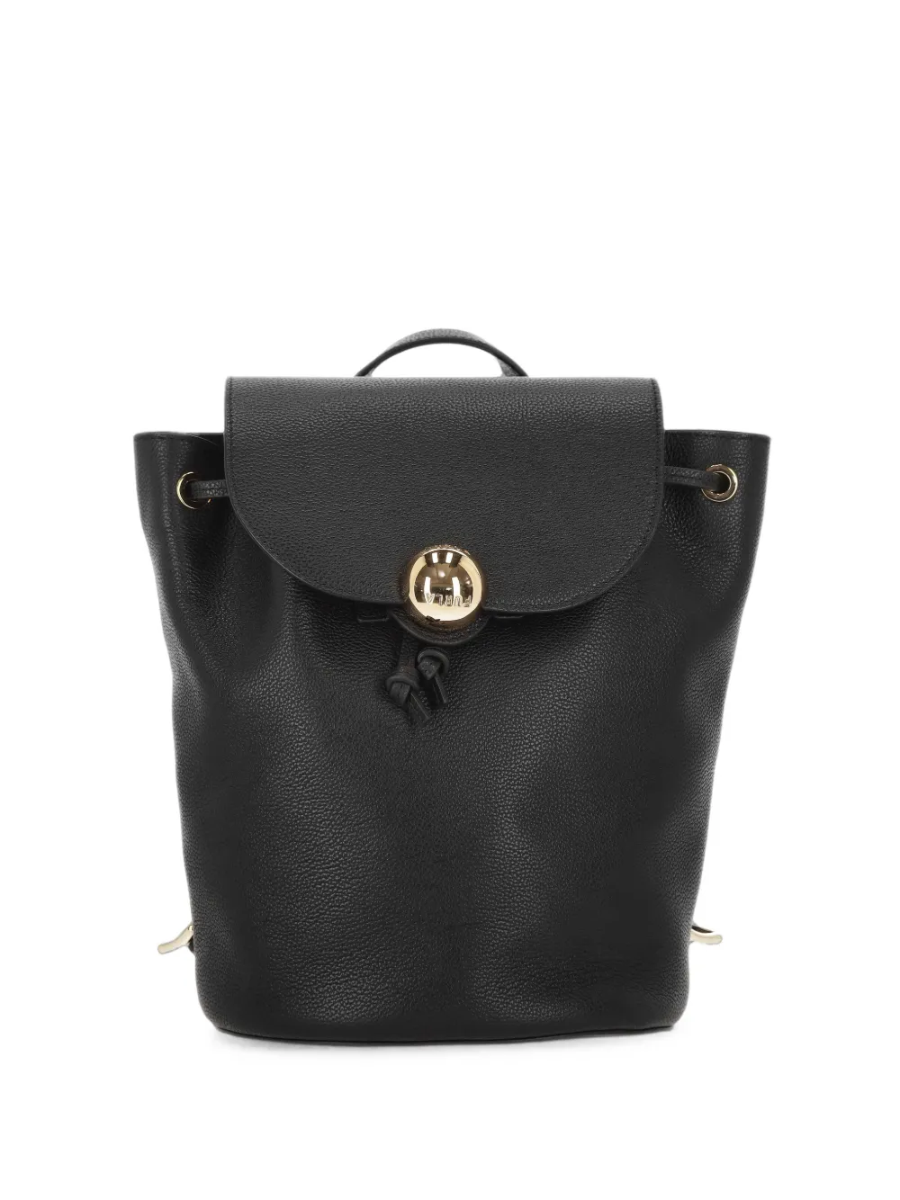 Furla logo-plaque pebbled leather backpack - Nero