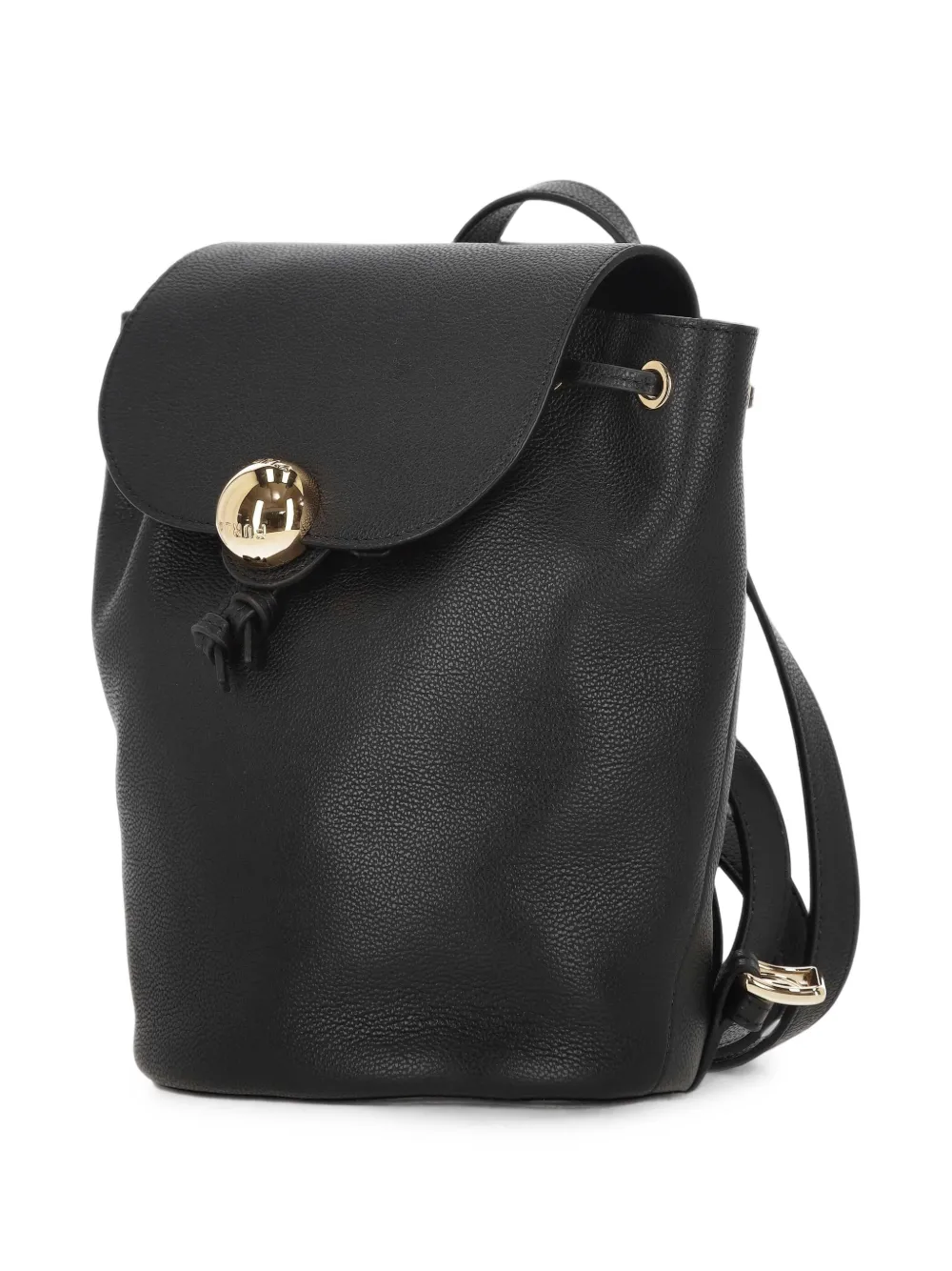 Furla Leren rugzak met logoplakkaat Zwart