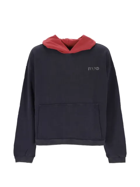 FOUND Distressed logo-print hoodie