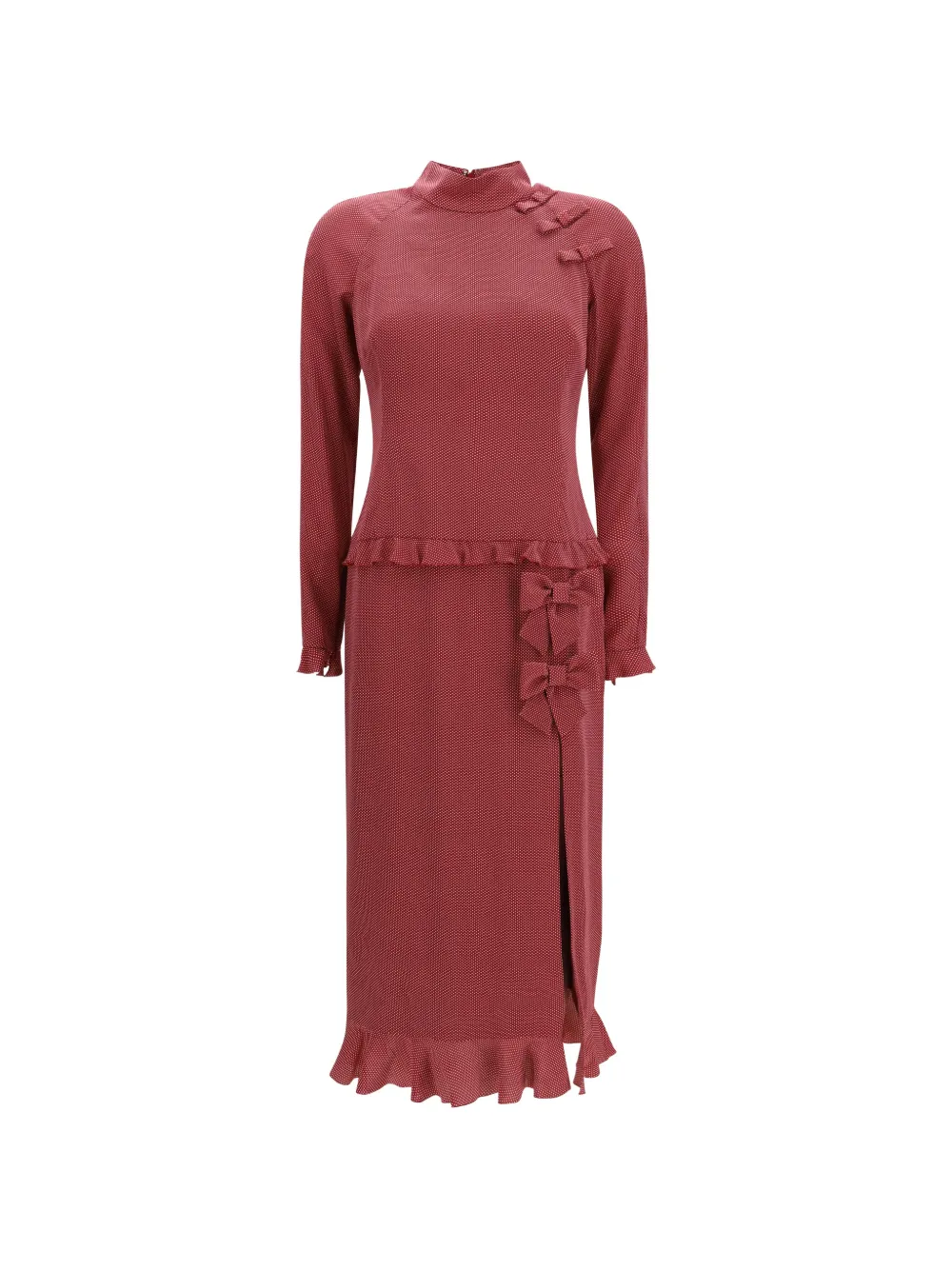 Alessandra Rich midi bow-embellished ruffled dress - Rosso