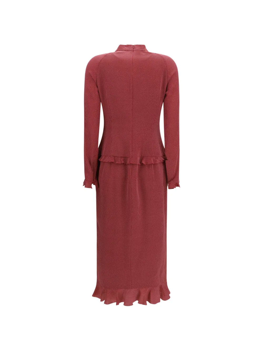 Alessandra Rich Midi-jurk verfraaid met strik en ruches Rood