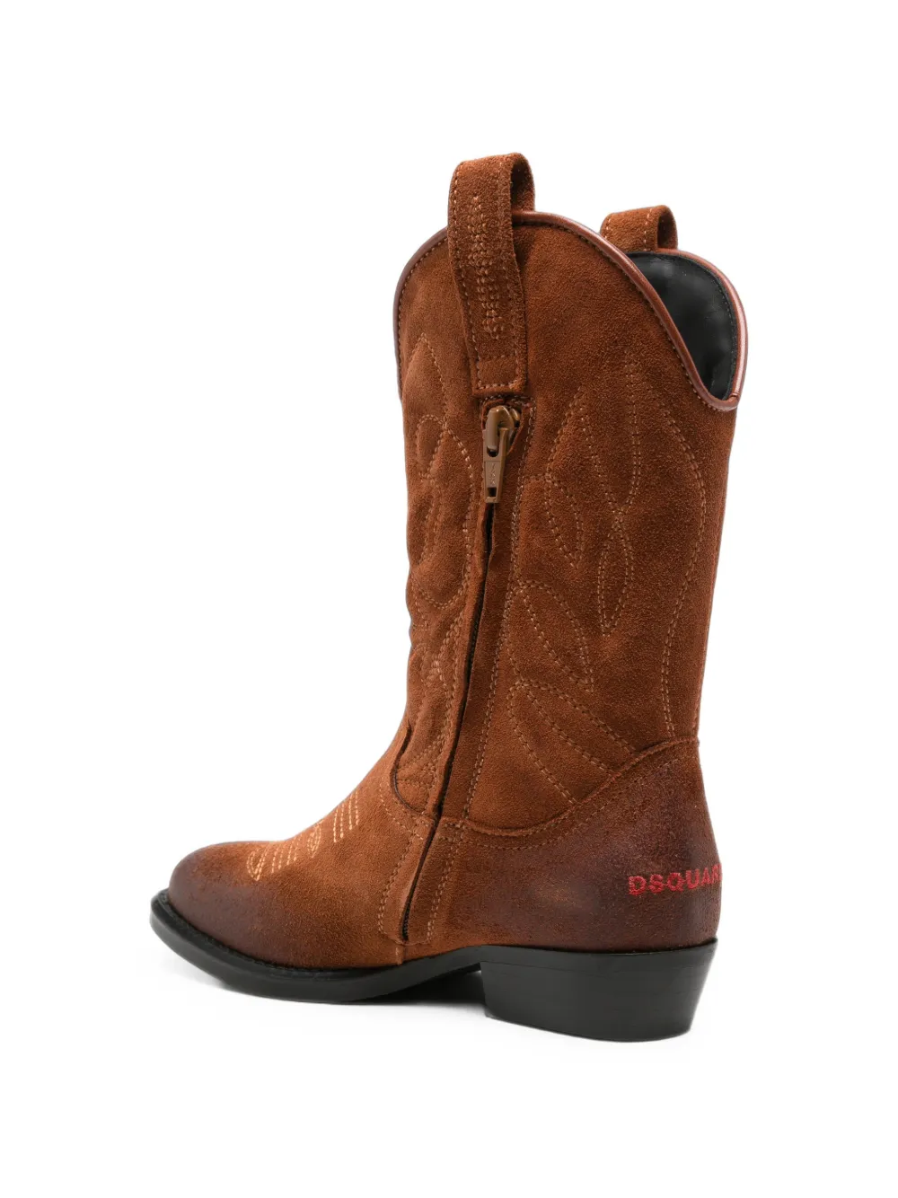 DSQUARED2 KIDS embroidered suede cowboy boots Bruin