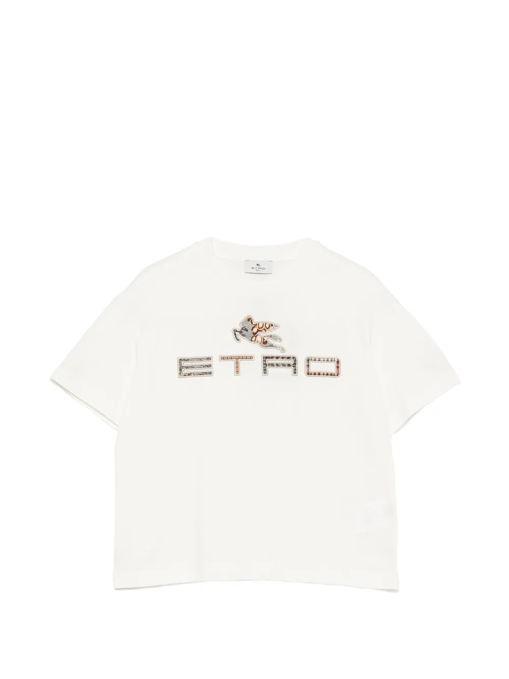 ETRO KIDS Pegaso logo-embroidered T-shirt - Toni neutri