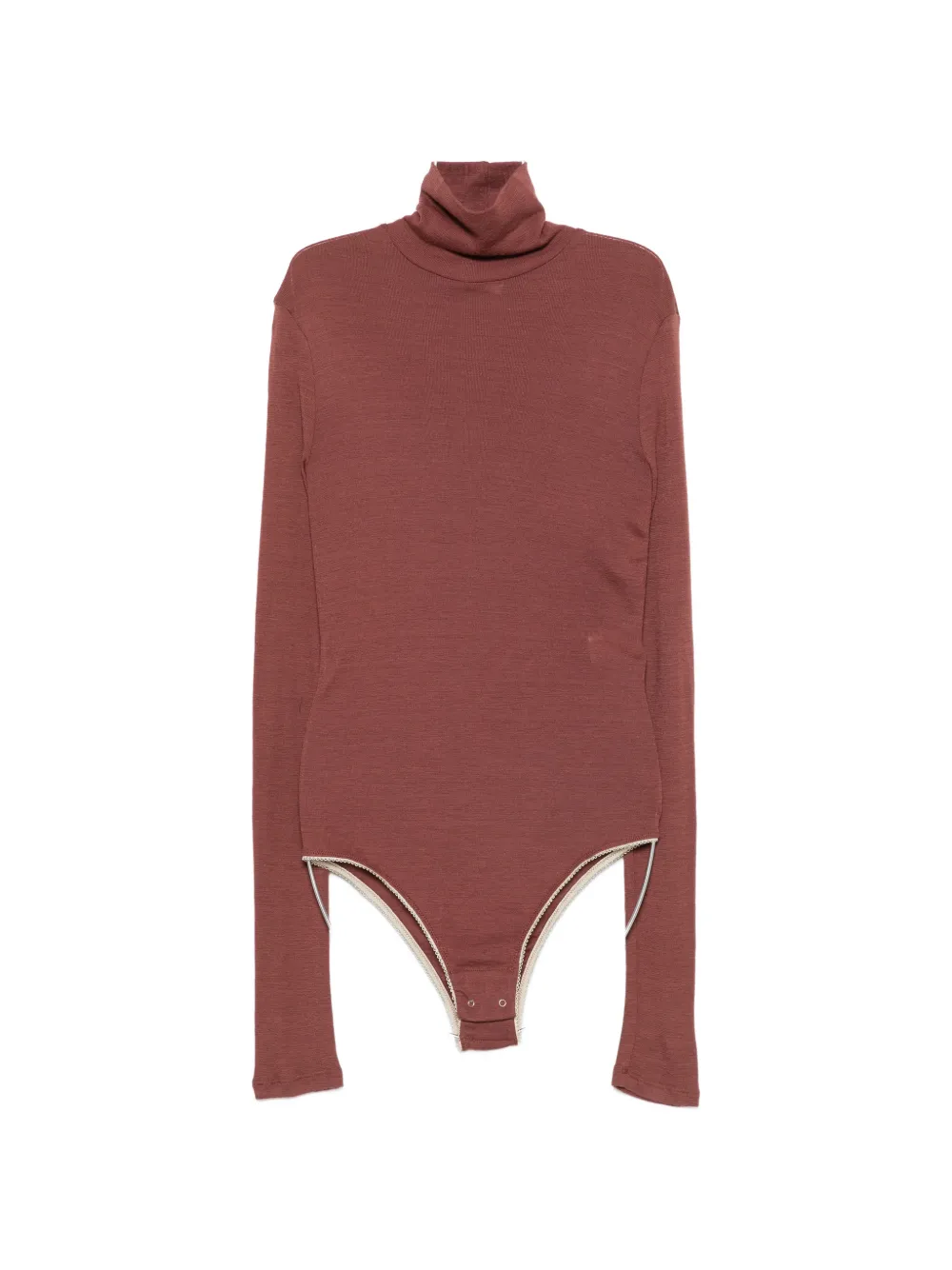 Alysi Roll-neck Long-sleeve Bodysuit In 브라운