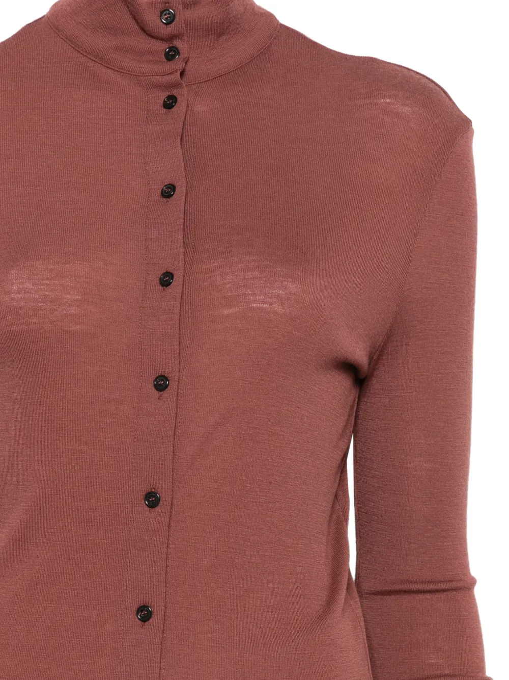 Alysi Button-up Turtle-neck Sweatshirt In 브라운