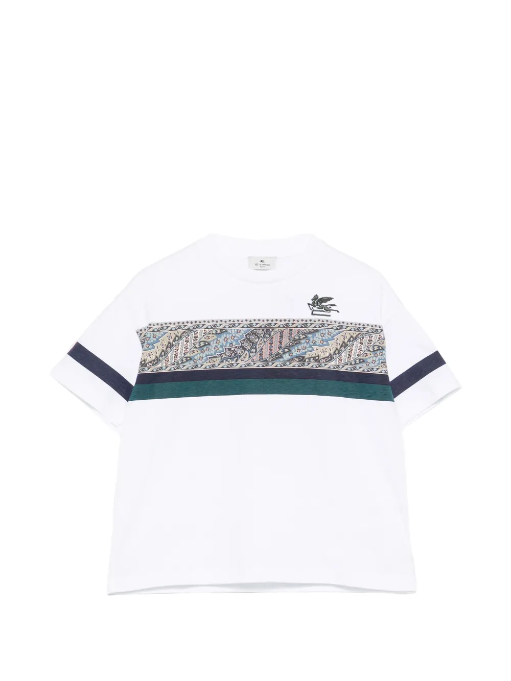 ETRO KIDS Pegaso-embroidery paisley-print T-shirt - Bianco