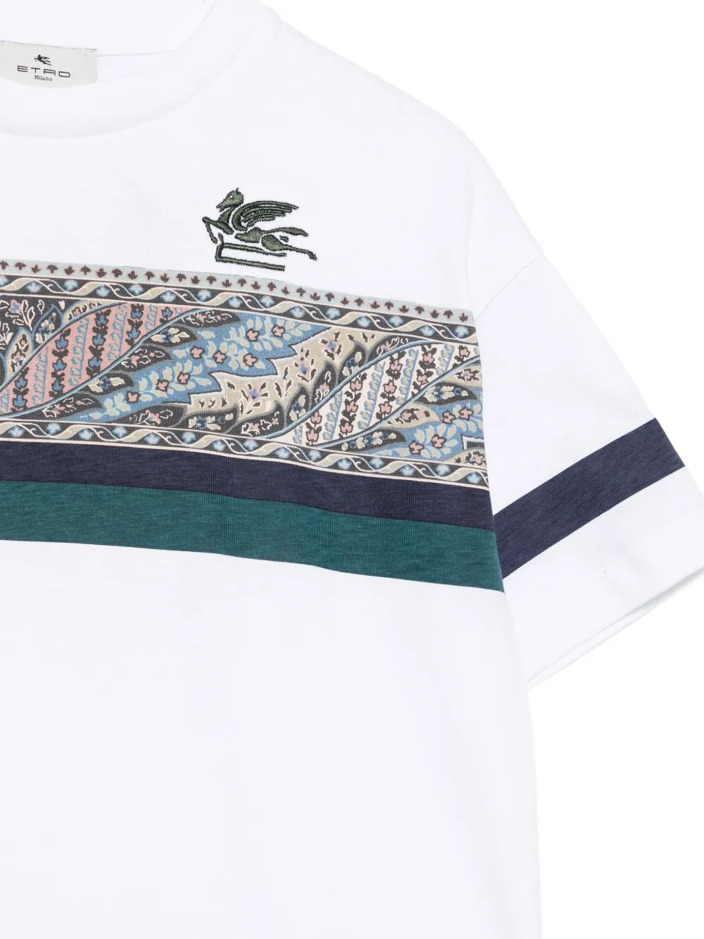 ETRO KIDS T-shirt met Pegaso-borduurwerk en paisley-print Wit