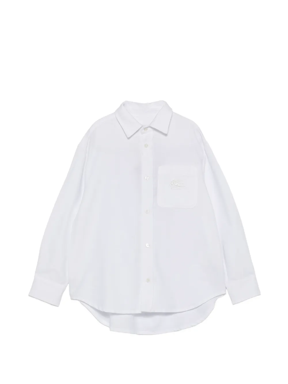 ETRO KIDS Pegaso-embroidered long-sleeve shirt - Bianco