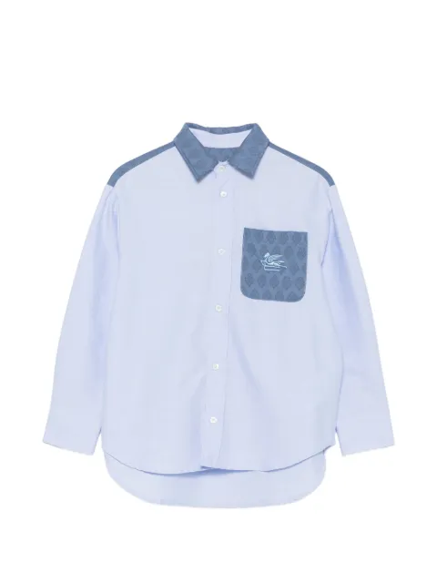 ETRO KIDS Pegasus-embroidered patterned-trim shirt