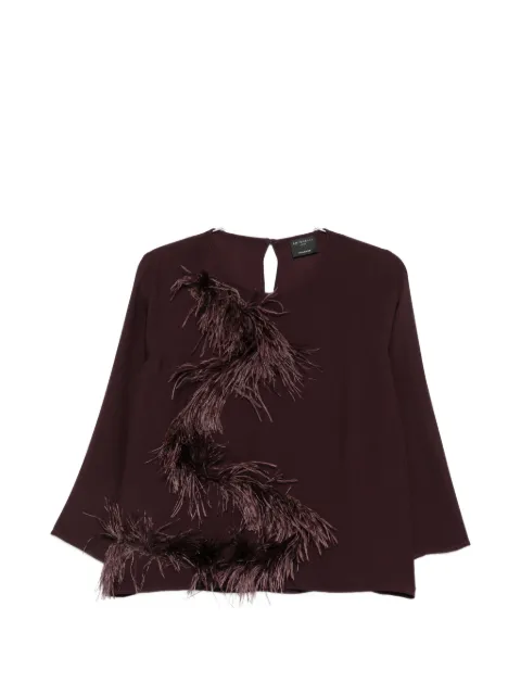 Antonelli feather-trim long-sleeve top