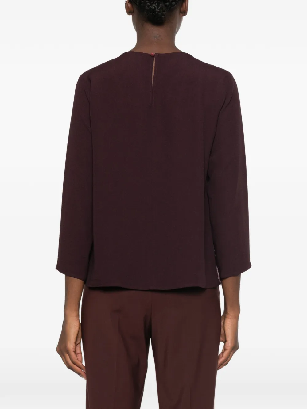 Antonelli Top met veren afwerking Bruin