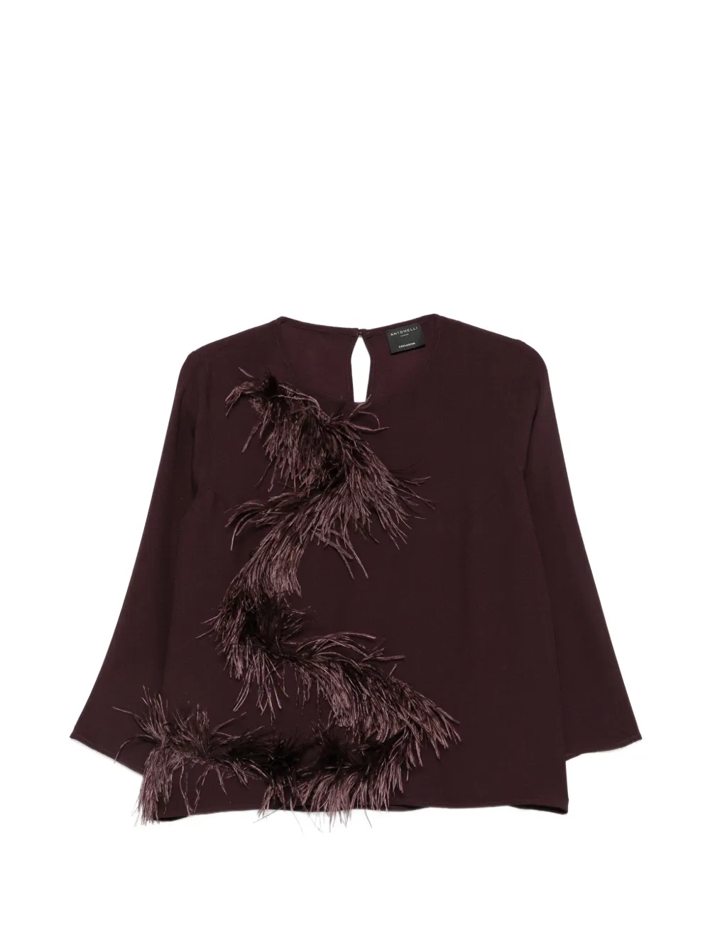 Antonelli feather-trim long-sleeve top