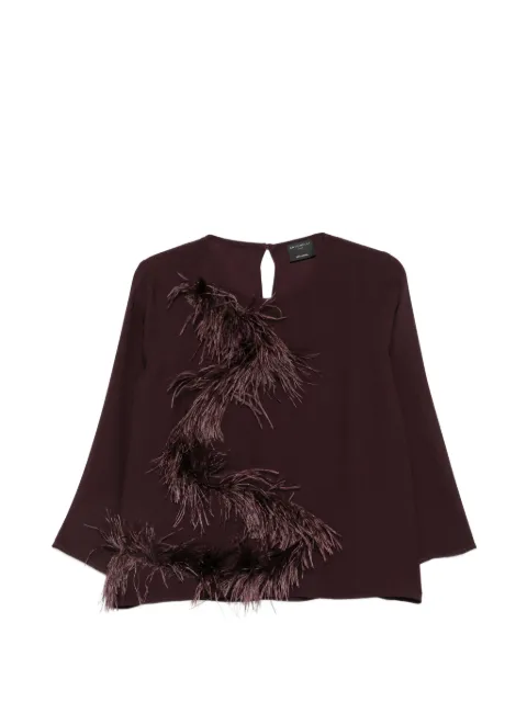 Antonelli feather-trim long-sleeve top